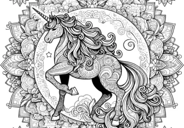 Einhorn-Mandala für Erwachsene: Malvorlage zum Herunterladen (Gratis)