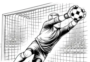 Fussballtorwart macht Parade Ausmalbild gratis