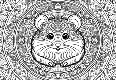 Niedliches Hamster-Mandala komplex: Für Erwachsene als Malvorlage (kostenlos)