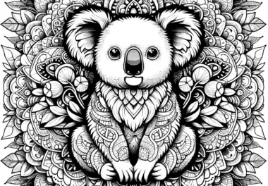 Niedliches Koala-Mandala komplex: Kostenlos für Erwachsene (Malvorlage)