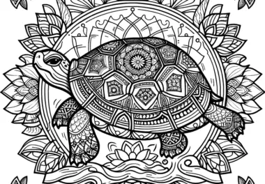 Florales Schildkröte-Mandala: Bild zum Ausdrucken für Erwachsene (Kostenlos)