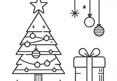 Weihnachtsbaum: einfaches Ausmalbild für Kinder