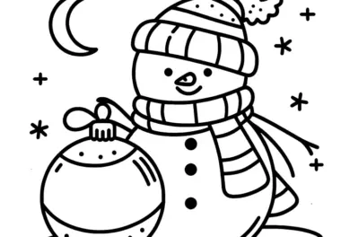 Schneemann malen – einfache Vorlage