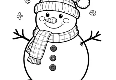 Schneemann: Ausmalbild für Grundschule & Kindergarten