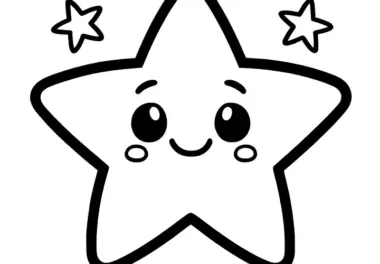 Einfaches Stern-Ausmalbild für Grundschule & Kindergarten