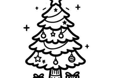 Weihnachtsbaum: Ausmalbild für Grundschule & Kindergarten