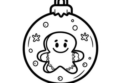 Weihnachtskugel mit Lebkuchenmann – einfache Malvorlage
