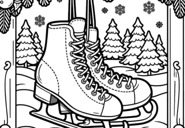 Schlittschuhe vor einer Winterlandschaft: Kostenloser Download