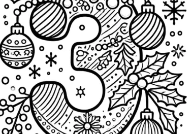 Dritter Advent: weihnachtlich geschmückte 3 als Ausmalbild