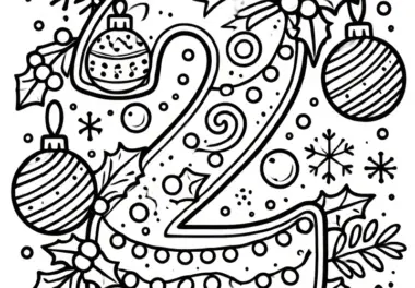 Zweiter Advent: weihnachtlich geschmückte 2 als Ausmalbild