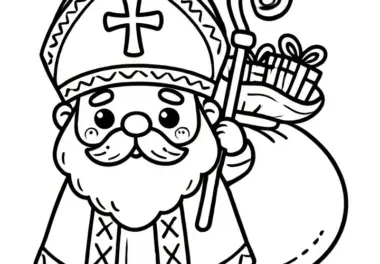 Nikolaus: einfaches Ausmalbild für Kinder