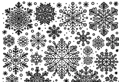 Schneeflocken: Muster zum Ausmalen (kostenlos)