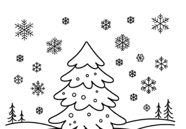 Winterlandschaft: einfaches Ausmalbild (kostenlos)