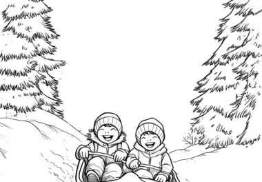 Kinderschlittenspaß: Malvorlage zum Ausmalen
