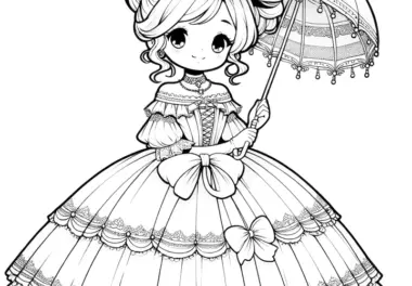Prinzessin im zauberhaften Kleid mit Sonnenschirm (Kostenlos)