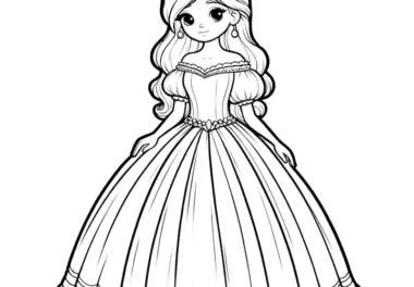 Prinzessin mit Krone und Kleid einfach: Zum Download