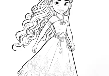Stolze Prinzessin im Kleid zum Ausmalen – Kostenloser Download