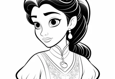 Prinzessin Porträt mit schwarzem Haar – zum Ausdrucken