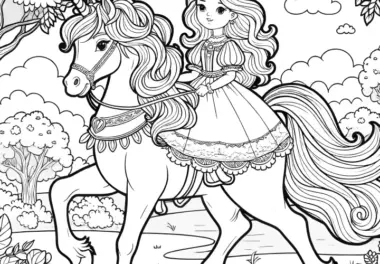 Kleine Prinzessin mit niedlichem Einhorn – Zum Download