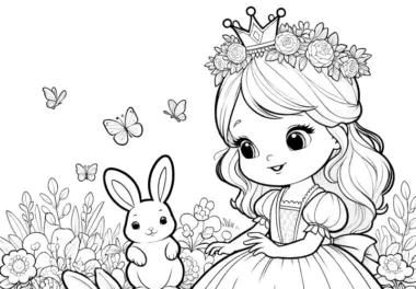 Märchenhaft: Kleine Prinzessin mit Schmetterlinge und Hasen (Kostenlos)