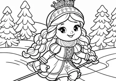Kostenlos zum Download: Prinzessin beim Skifahren in Winterlandschaft