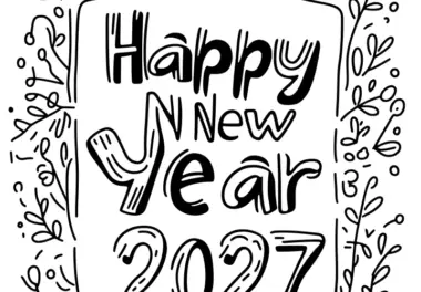 Happy New Year 2027: kostenloses Ausmalbild