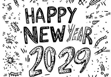 Happy New Year 2029: kostenloses Ausmalbild