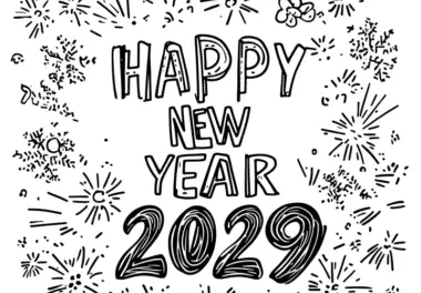 Happy New Year 2029: gratis Malvorlage