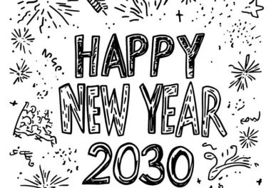 Happy New Year 2030: kostenloses Ausmalbild