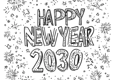 Happy New Year 2030: gratis Malvorlage