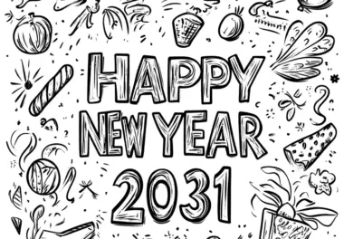 Happy New Year 2031: kostenloses Ausmalbild