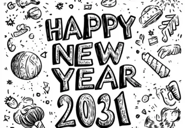 Silvester-Ausmalbild: frohes Neues Jahr 2031