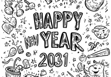 Happy New Year 2031: gratis Malvorlage