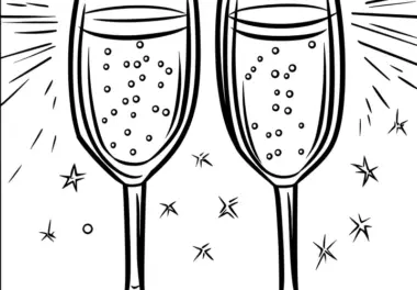 Sektgläser zur Silvesterparty: kostenlose Malvorlage