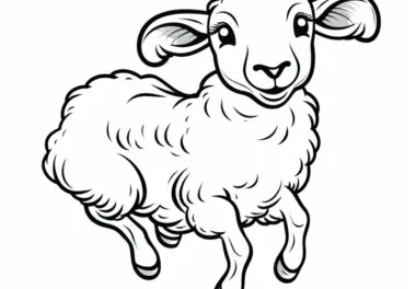 Lustiges springendes Schaf: Einfache Malvorlage ohne Hintergrund (Gratis)