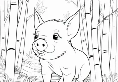 Süßes Schwein im Wald: Kostenloses Ausmalbild für Kinder