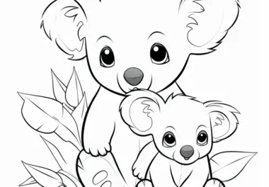 Niedliche Koala-Mama mit Kind: Ausmalbild kostenlos zum Download