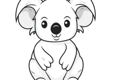 Freundlicher Koala: Einfaches Ausmalbild ohne Hintergrund (Kostenlos)