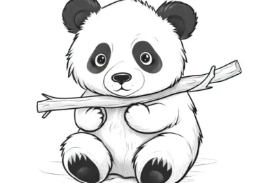 Knuffiger Panda mit großen Augen: Malvorlage kostenlos zum Download