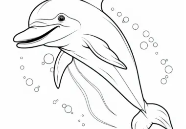 Lachender Delfin: Kostenloses Ausmalbild für Kinder