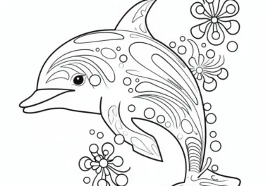 Delfin mit kunstvollen Elementen: Ausmalbild kostenlos zum Download