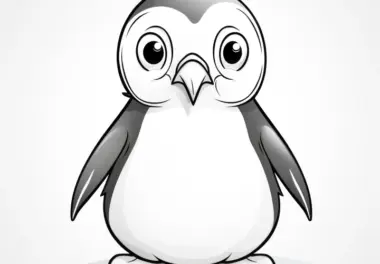 Drolliger, junger Pinguin: Einfache Malvorlage ohne Hintergrund (Gratis)