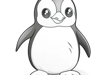 Knuffiger Pinguin mit großen Augen: Einfaches Ausmalbild für Kinder (Gratis)