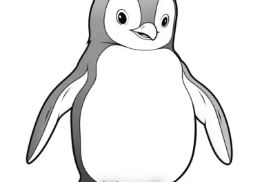 Süßes Pinguin-Kind: Einfaches Ausmalbild für Kinder (Kostenlos)
