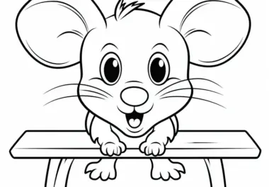 Neugierige Maus: Einfache Malvorlage (Gratis)