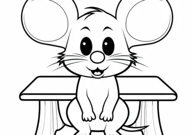Einfaches Ausmalbild einer freundlichen Maus (Gratis)