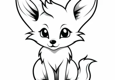 Niedlicher Fuchs mit spitzen Ohren: Einfache Malvorlage zum Ausdrucken (Gratis)