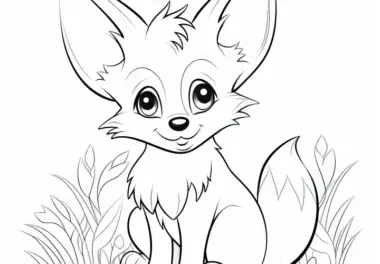 Freundlicher Fuchs: Einfaches Ausmalbild zum Herunterladen (Gratis)