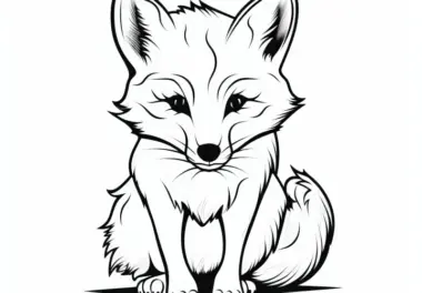 Fuchs mit fokussiertem Blick: Einfache Malvorlage ohne Hintergrund (Gratis)