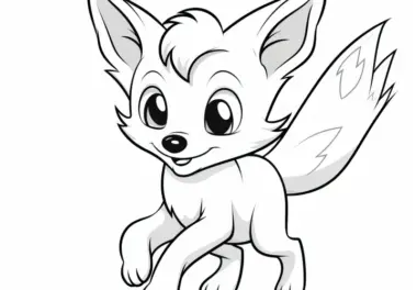 Springender kleiner Fuchs: Malvorlage zum kostenlosen Download